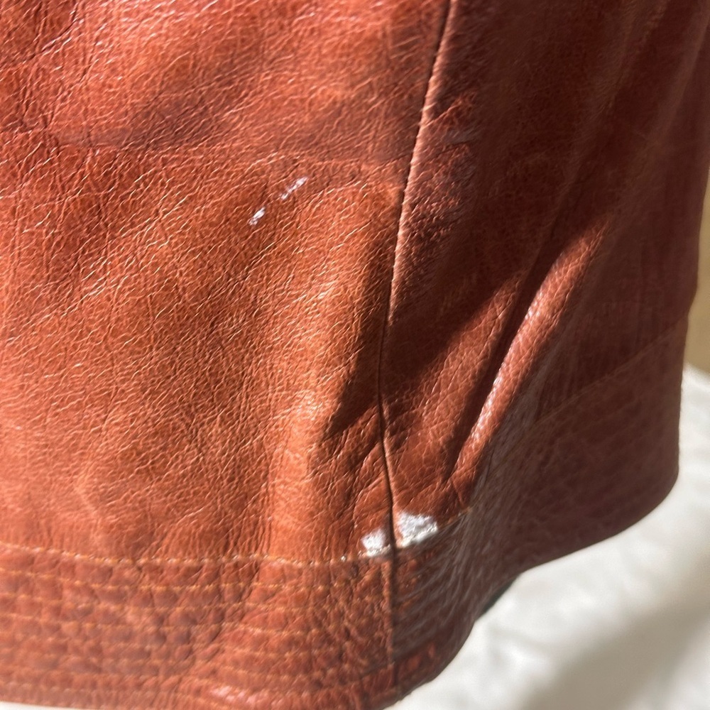 Tahari Women's Dark Burnt Orange Lamb Leather Jacket Medium - Picture 6 of 11